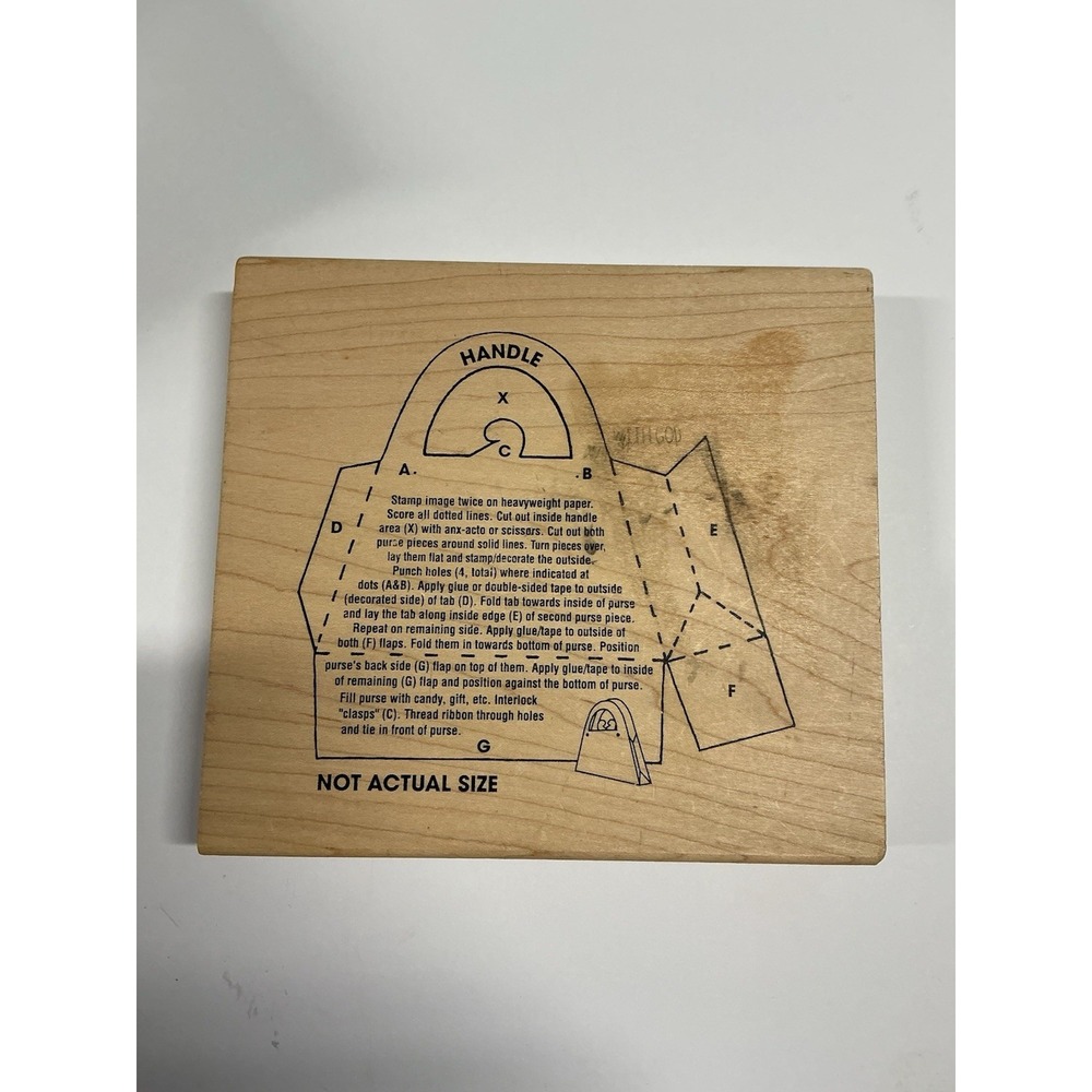 Alias Smith & Rowe PURSE TEMPLATE  Lg Wood Mounted Rubber Stamp 6.75"‎ X 6" New